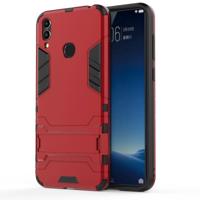 Schokbestendige PC + TPU Case voor Huawei Honor 8C met houder (rood) - thumbnail