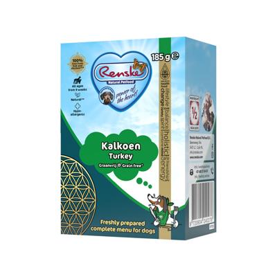 Renske Graanvrij vers bereid kalkoen natvoer hond (tetra) 24 x 185 g