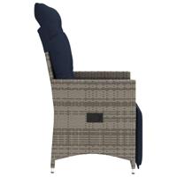 Tuinstoel verstelbaar met kussens poly rattan grijs - thumbnail