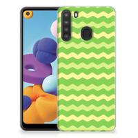 Samsung Galaxy A21 TPU bumper Waves Green - thumbnail
