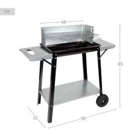 Kolenbarbecue met wielen Aktive Geëmailleerd metaal 90 x 85 x 32 cm Zwart - thumbnail