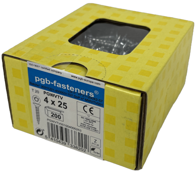 pgb-fasteners Universele spaanplaatschroef VK-T Voldraad verzonken kop Ø4,0x25 Zn TX20 | 200 st | PGWVTV001004000253