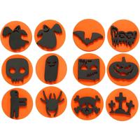Creotime foam stempels Halloween oranje 7,5 cm 12 delig - thumbnail