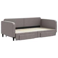 Slaapbank met onderschuifbed en lades 100x200 cm stof taupe - thumbnail