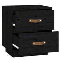 Nachtkastjes 2 st 40x34x45 cm massief grenenhout zwart - thumbnail