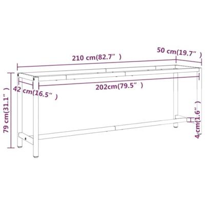 Werkbankframe 210x50x79 cm metaal matzwart en matrood