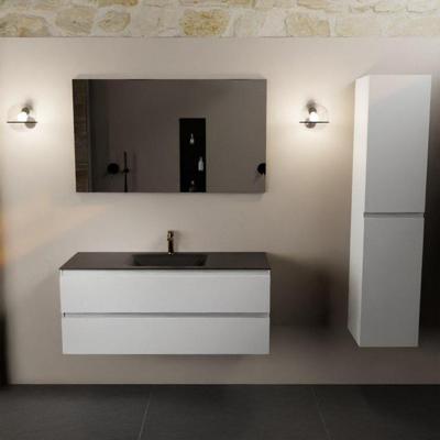 MONDIAZ AIVY 120cm badmeubel Talc, wastafel Urban solid surface midden 1 kraangat (AI-351621URBAN-SI - AI-M120TAMI)