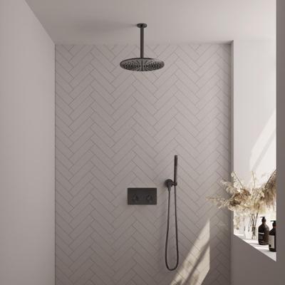 Brauer Gunmetal Edition Thermostatische Regendoucheset Inbouw - Hoofddouche 30 cm - Met Drukknoppen - Handdouche Staaf - Doucheslang - Wandaansluitbocht - Gunmetal