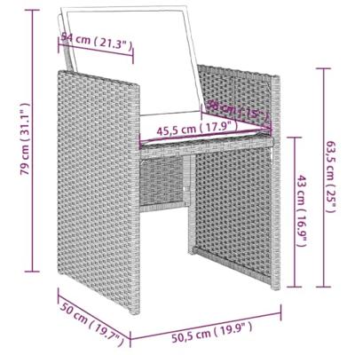 Tuinstoelen 4 st met kussens poly rattan lichtgrijs - thumbnail