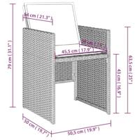 Tuinstoelen 4 st met kussens poly rattan lichtgrijs - thumbnail
