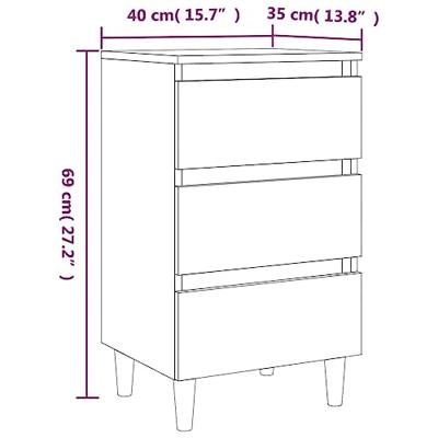 Nachtkastjes 2 st met houten poten 40x35x69 cm betongrijs