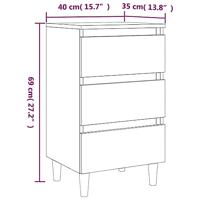 Nachtkastjes 2 st met houten poten 40x35x69 cm betongrijs - thumbnail