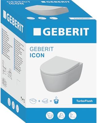 Geberit iCon Wandclosetset - 53x35cm - diepspoel - rimless - TurboFlush - KeraTect - softclose en quickrelease zitting - glans wit 503.045.00.8
