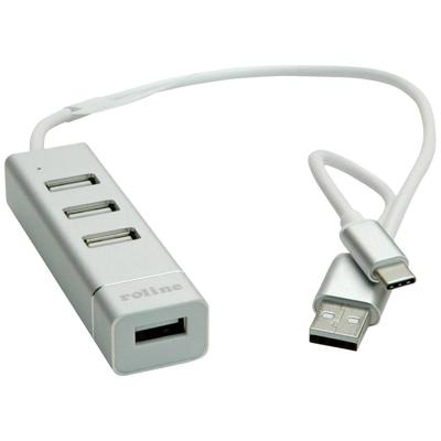 ROLINE USB 2.0 notebook hub, 4 poorten, type A+C aansluitkabel ROLINE USB 2.0 notebook hub, 4 poorten, type A+C aansluitkabel