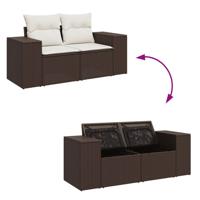4-delige Loungeset met kussens poly rattan bruin - thumbnail