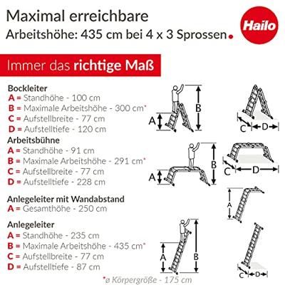 Hailo 7412-037 m60 universele aluminium ladder 4x3m - thumbnail