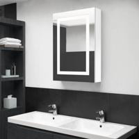 Badkamerkast met spiegel en LED 50x13x70 cm glanzend wit - thumbnail