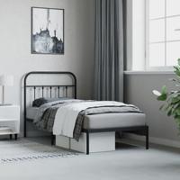 Bedframe met hoofdbord metaal zwart 90x190 cm - thumbnail