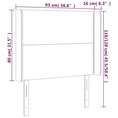 Hoofdbord met randen 103x16x118/128 cm kunstleer grijs - thumbnail