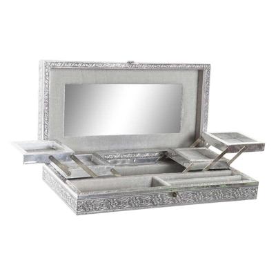 Doos-Juwelenkistje Home ESPRIT Zilverkleurig Natuurlijk Hout Aluminium 38 x 20 x 7,5 cm