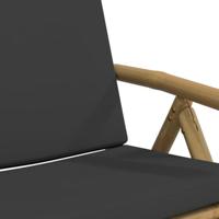 Tuinstoelen 4 st inklapbaar met kussens bamboe donkergrijs - thumbnail