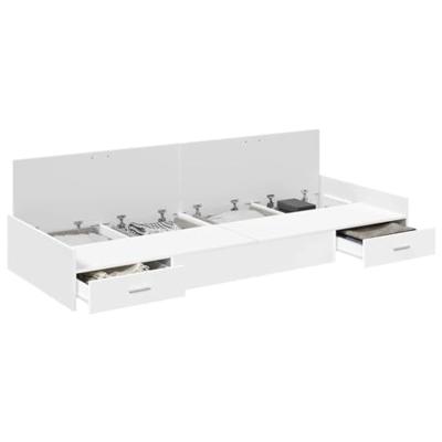 Opbergbedframe met hoofdeinde met lade Wit 75 x 190 cm Bewerkt hout