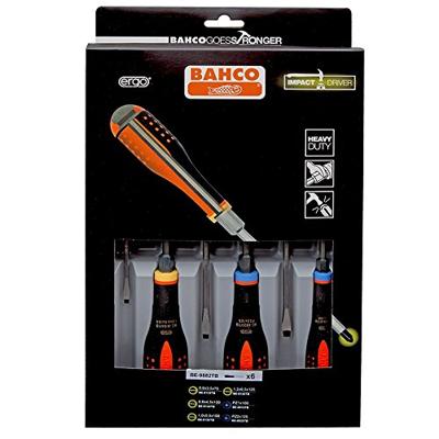 Bahco Schroevendraaierset | ERGO™ | driecomponentengreep | doorlopende kling | krachtgreep | gleuf | Pozidriv - 6-delig - BE-9882TB