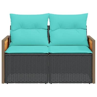 Tuinbank 2-zits met kussens poly rattan zwart Tuinbank 2-zits met kussens poly rattan zwart