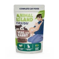 ANIMAL ISLAND Veal with rabbit Fillets in broth - nat kattenvoer - 12x85g - thumbnail