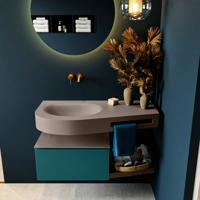 MONDIAZ RIVA 100cm badmeubel onderkast / planchet kleur Smag met 1 lade. Wastafel DULCET links 0 kraangaten kleur Smoke. - thumbnail