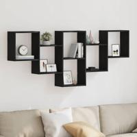 Wandplank Zwart Eiken 159x18x66 cm Bewerkt Hout - thumbnail