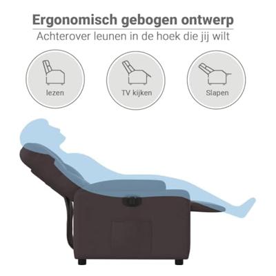 Fauteuil verstelbaar elektrisch stof donkerbruin - thumbnail