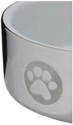 TRIXIE VOERBAK POOT KERAMIEK ZILVER / WIT 12X12 CM 300 ML 4 ST TRIXIE VOERBAK POOT KERAMIEK ZILVER / WIT 12X12 CM 300 ML 4 ST