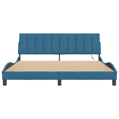 Bedframe met LED-verlichting fluweel blauw 180x200 cm