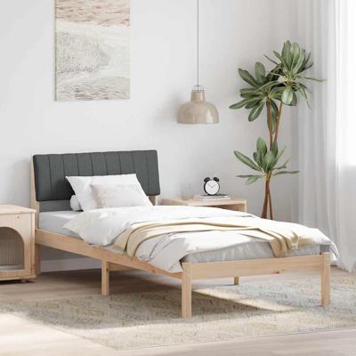 Bedframe Bruin en donkergrijs 90 x 200 cm Massief grenenhout Bedframe Bruin en donkergrijs 90 x 200 cm Massief grenenhout