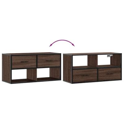 Tv-meubel 80x31x39,5 cm bewerkt hout metaal bruin eikenkleurig