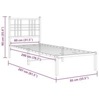 Bedframe met hoofdbord metaal wit 80x200 cm - thumbnail