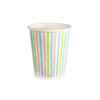 Duni papieren bekers stripes 24cl 10st - thumbnail