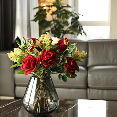 Handgebonden Kunstboeket Elena Sevilla Rood/Wit