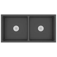 VidaXL Gootsteen handgemaakt roestvrij staal zwart - thumbnail