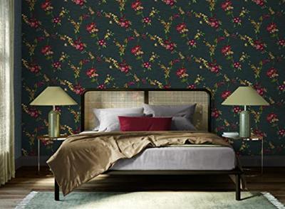 Dutch Wallcoverings Fabric Touch/Bs1 Flower Black - Zwart