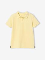 Poloshirt met korte mouwen voor jongens met borduurwerk op de borst lichtgeel - thumbnail