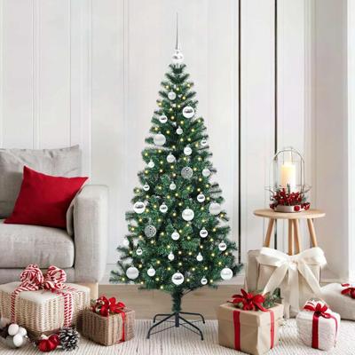 VidaXL Kunstmatig voorverlicht kerstboom groen 150 cm pvc en metaal
