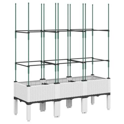 VidaXL Plantenbak met latwerk 120x40x142,5 cm polypropeen wit