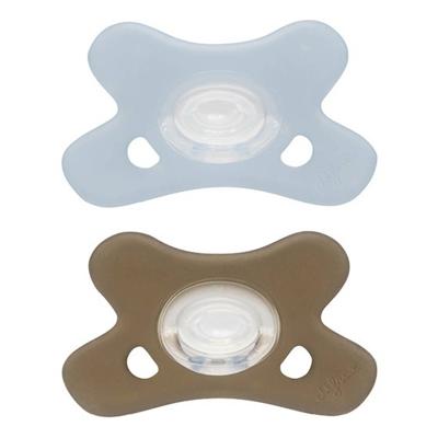 Difrax Fopspeen Natural 0-6m 2pack Blauw/grijs