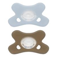 Difrax Fopspeen Natural 0-6m 2pack Blauw/grijs - thumbnail