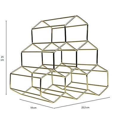 QUVIO Wijnrek voor 6 flessen metaal - Goud