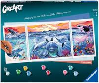 Ravensburger Creart schilderen op nummer - dolphins at sunset - thumbnail