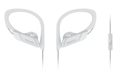 Panasonic RP-HS35ME-W Sport Koptelefoon - Headset voor Mobiele Telefoon, verwisselbare Paspoorten (S/M/L), IPX2 Bescherming, Clip, Wit
