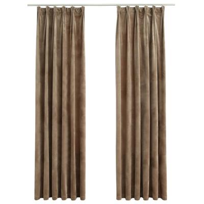 Gordijnen verduisterend 2 st met haken 140x175 cm fluweel beige